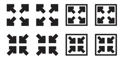 Full screen and exit full screen icon set vector