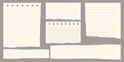 Paper scraps. Torn pieces of paper, with torn edges for notes, realistic torn pieces of blank note pages. illustration isolated vector