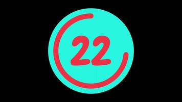 25 seconds countdown timer in teal circle with red circle countdown on black background video
