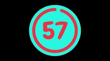 60 seconds countdown timer in teal circle with red circle countdown on black background video