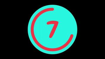 10 seconds countdown timer in teal circle with red circle countdown on black background video