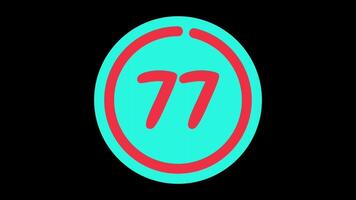 80 seconds countdown timer in teal circle with red circle countdown on black background video