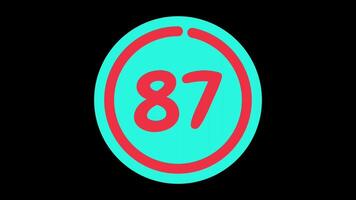 90 seconds countdown timer in teal circle with red circle countdown on black background video