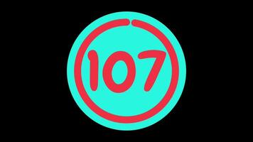 110 seconds countdown timer in teal circle with red circle countdown on black background video