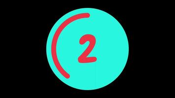 5 seconds countdown timer in teal circle with red circle countdown on black background video