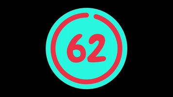 65 seconds countdown timer in teal circle with red circle countdown on black background video