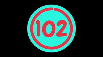 105 seconds countdown timer in teal circle with red circle countdown on black background video
