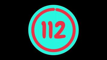 115 seconds countdown timer in teal circle with red circle countdown on black background video
