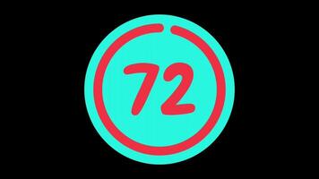 75 seconds countdown timer in teal circle with red circle countdown on black background video