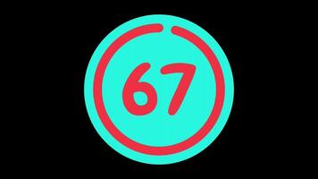 70 seconds countdown timer in teal circle with red circle countdown on black background video