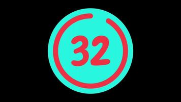 35 seconds countdown timer in teal circle with red circle countdown on black background video