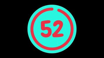 55 seconds countdown timer in teal circle with red circle countdown on black background video