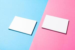 Mock up on pink and blue background photo