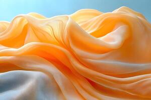 Abstract Waves of Soft Orange and Blue Fabric Flowing in Harmony photo