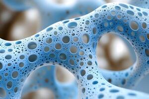 Abstract Cellular Structure with Blue and White Organic Patterns for Science and Design photo