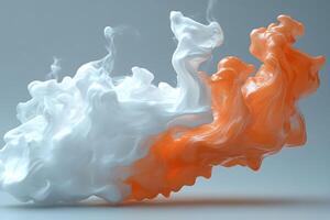 Abstract Fluid Art with White and Orange Ink in Motion for Creative Design Projects photo