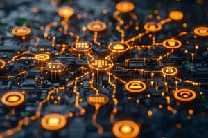 Futuristic Digital Circuit Network with Glowing Connectivity for Tech Innovation photo