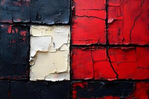 Abstract Textured Art with Black, Red, and White Geometric Patterns for Modern Design photo