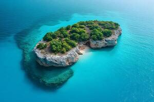 Aerial View of a Serene Island Oasis in Pristine Turquoise Waters photo