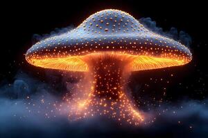 Glowing Mushroom Fantasy Scene with Magical Ambient Light for Artistic Design photo