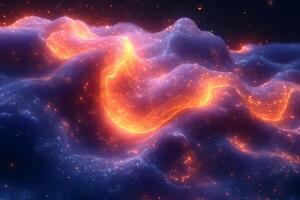 Abstract Fiery Wave - Cosmic Vortex in Luminous Clouds Backdrop for Artistic Design photo