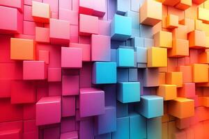 Vibrant 3D Geometric Cube Pattern in Gradient Colors for Modern Design photo