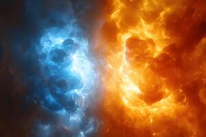 Conceptual Depiction of Fire and Ice Clash for Design and Print photo