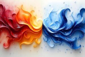 Dynamic Abstract Art Depicting Fire and Water Elements for Creative Design Use photo
