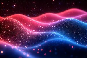Abstract Neon Waves with Sparkling Particles for Digital Design and Backgrounds photo