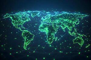 Global Connectivity Concept with Abstract Digital World Map - Networking and Technology Visualization photo