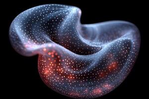 Abstract Glowing Waveform with Illuminated Particles - Modern Digital Art Design for Prints and Posters photo