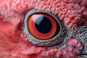 Close-Up View of Bird's Intricate Red Eye Texture for Nature Photography photo