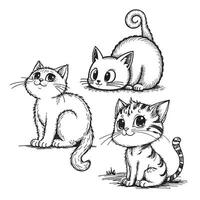 1 Set of Pencil Art Cat Illustrations A Collection of Hand-Drawn Sketches Showcasing Adorable cat vector