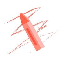 A red crayon drawing scribbles on a white background. Thick red strokes show the movement of drawing. Ideal for educational materials, children's art, or creative design projects. vector