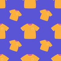 Bright seamless pattern with t-shirts on a blue background vector