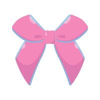 Pink Ribbon Bow Flat Illustration. Clean Icon Design Element on Isolated White Background vector