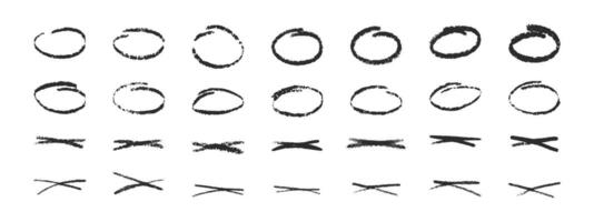 A set of strokes and doodles with marker pen, pencil, chalk . Hand drawn doodles, swirls and curves. illustration of different strokes and lines. vector