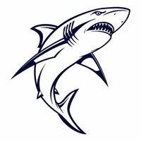 Black silhouette shark. Isolated white background. Icon fish shark side view profile vector
