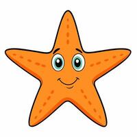 Beautiful cartoon starfish isolated on white background. Front view. vector