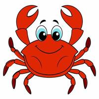 Cartoon crab isolated on white background. Side view. vector