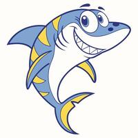 Cartoon shark isolated on white background. Side view. vector