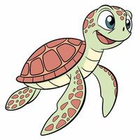 Cute cartoon turtle isolated on white background. Side view. vector