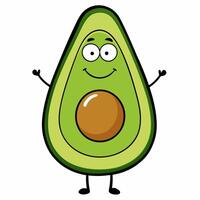 Cute cartoon avocado isolated on white background. Side view. vector