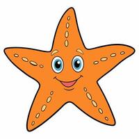 Cute cartoon starfish isolated on white background. Front view. vector