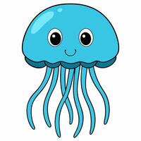 Cartoon jellyfish isolated on white background. Front view. vector