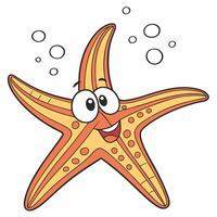Cartoon starfish isolated on white background. Front view. vector