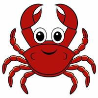 Cute cartoon crab isolated on white background. Side view. vector