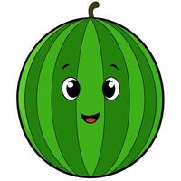 Cute cartoon watermelon isolated on white background. Front view. vector