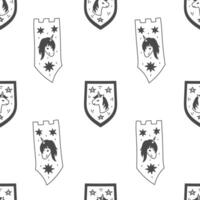 Mediaeval Unicorn Flag and Coat of Arms Seamless Pattern vector
