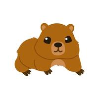 Cute Marmot. Groundhog. Spring is on the way Marmot . illustration, banner design with funny character isolated on white background. Flat design. vector